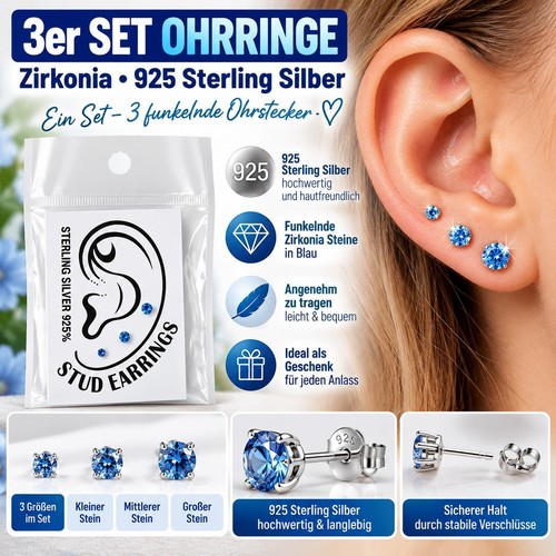 3er set ohrstecker - set,